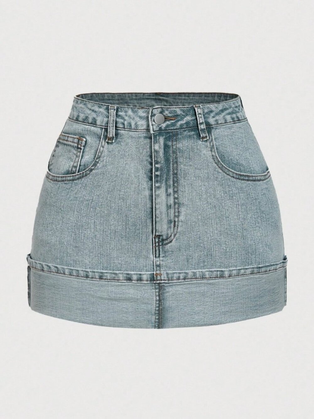 Light Wash Casual Women's Skinny Mini Denim Skirt